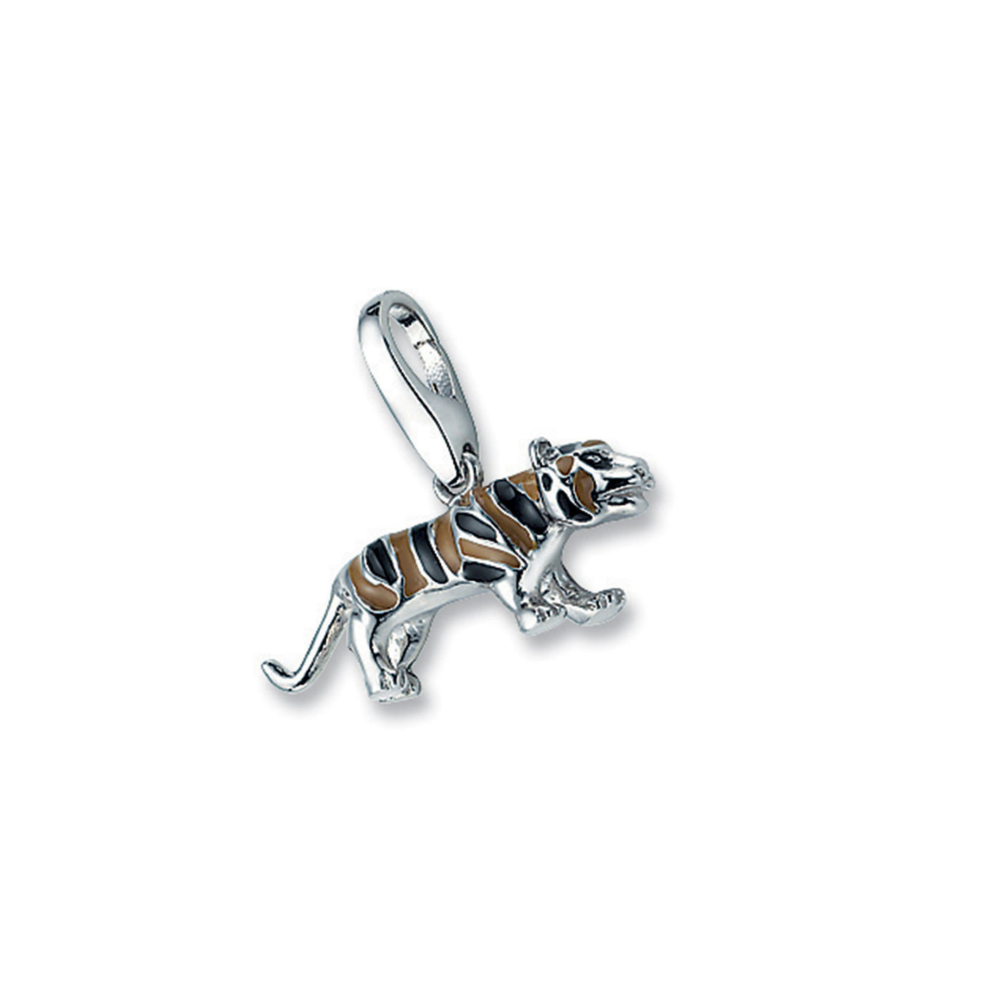 Rebecca Sloane Sterling Silver Brown And Black Tiger Charm