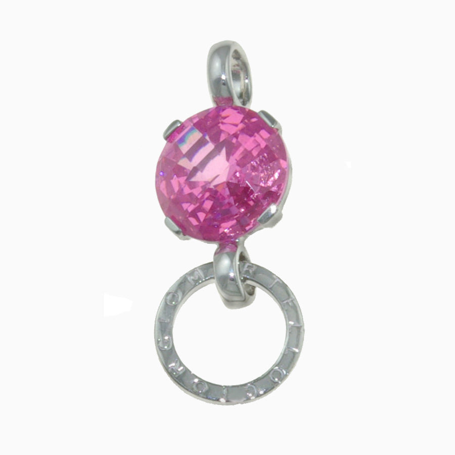 Rebecca Sloane Sterling Silver Carrier With Round Pink Cz Charm