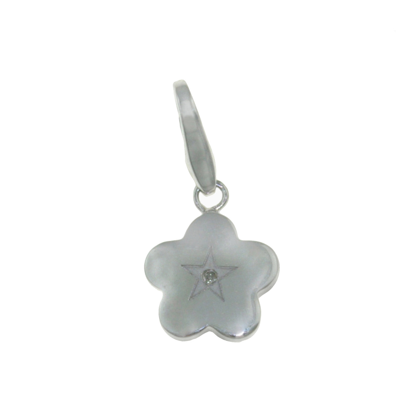 Rebecca Sloane Sterling Silver Clover With Nested Diamond Charm