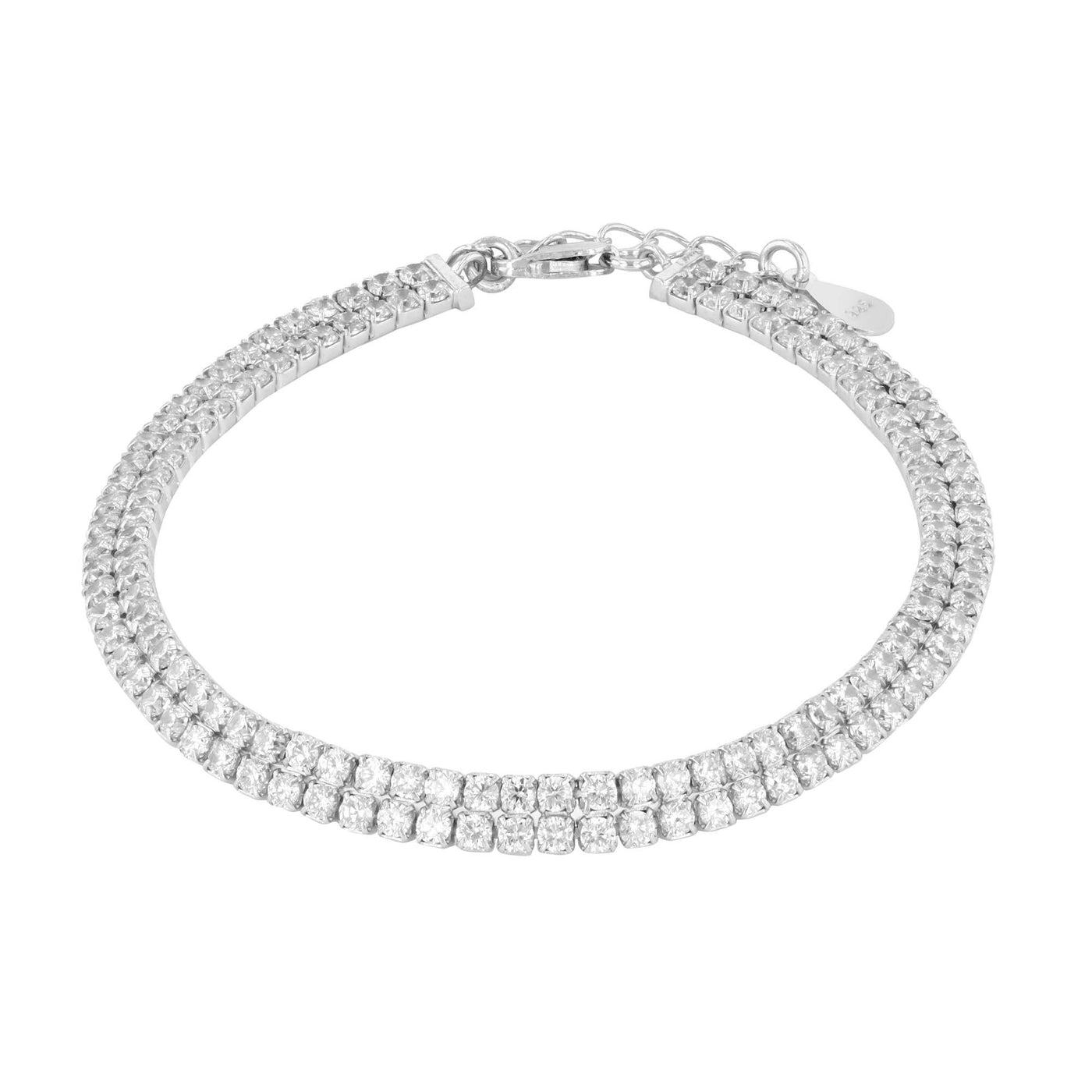 Rebecca Sloane Sterling Silver Double Row Bracelet With CZ