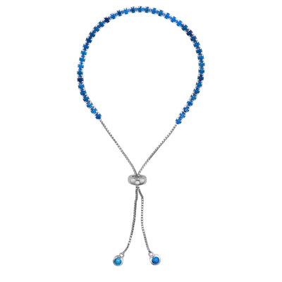Rebecca Sloane Silver Drawstring Blue Spinel Gemstone Bracelet
