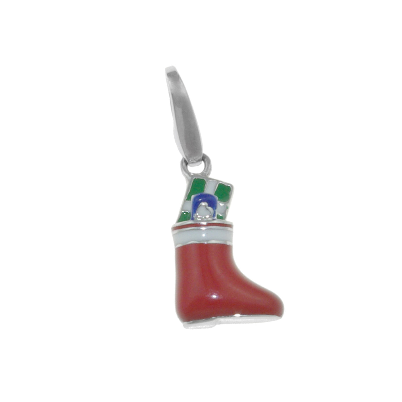 Rebecca Sloane Sterling Silver Enamel Santa Boot With Toys Charm