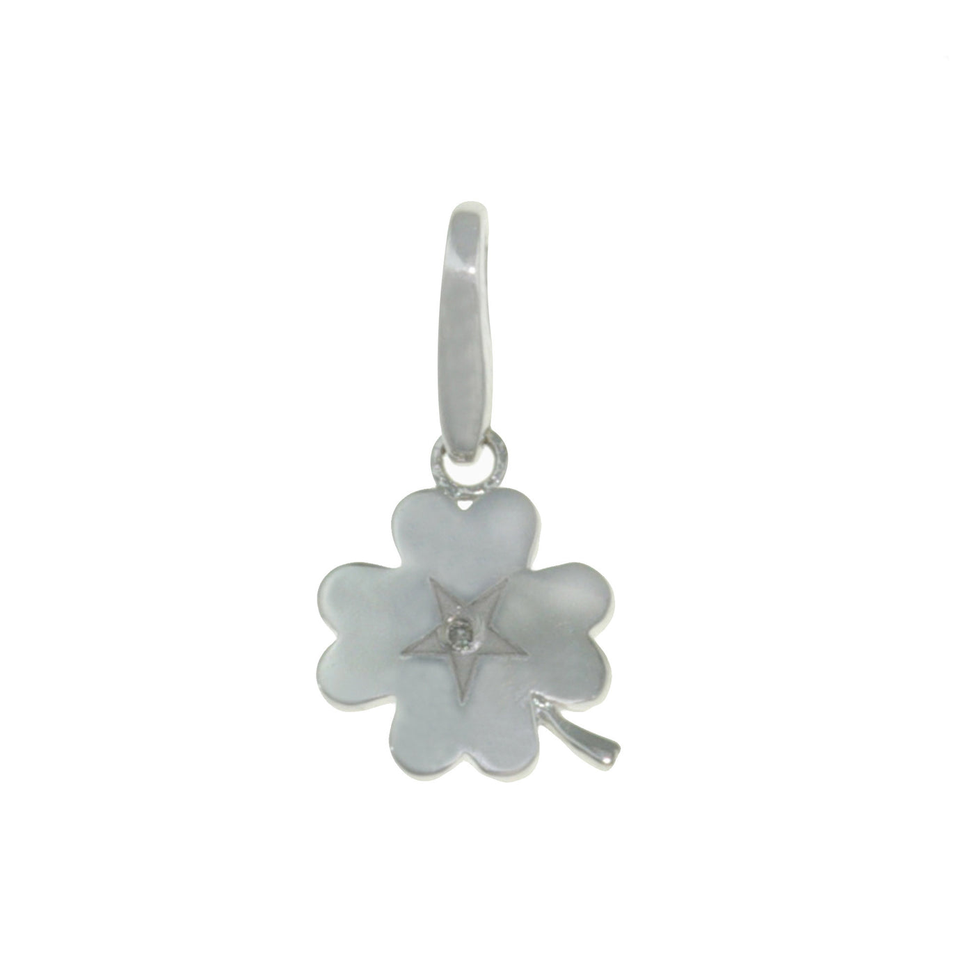 Rebecca Sloane Sterling Silver 4 Leaf Clover With Diamond Charm