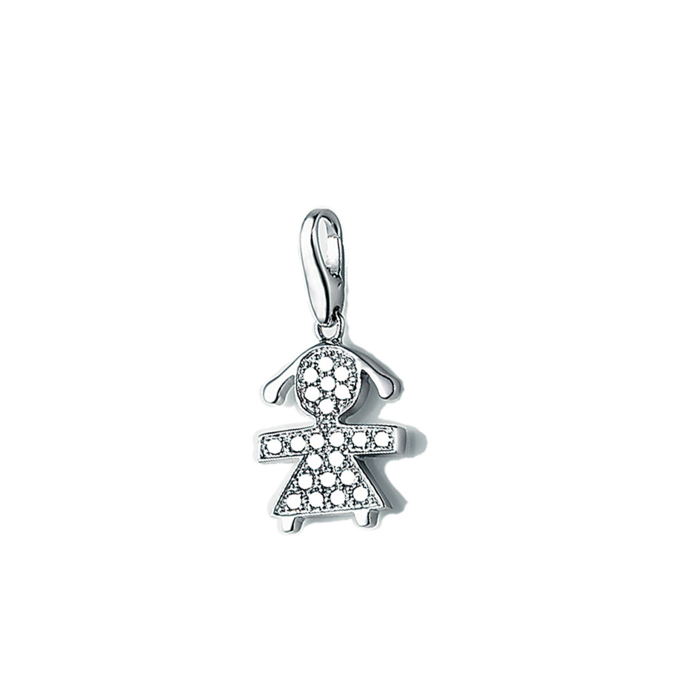 Rebecca Sloane Sterling Silver Girl Studded With Cz Charm