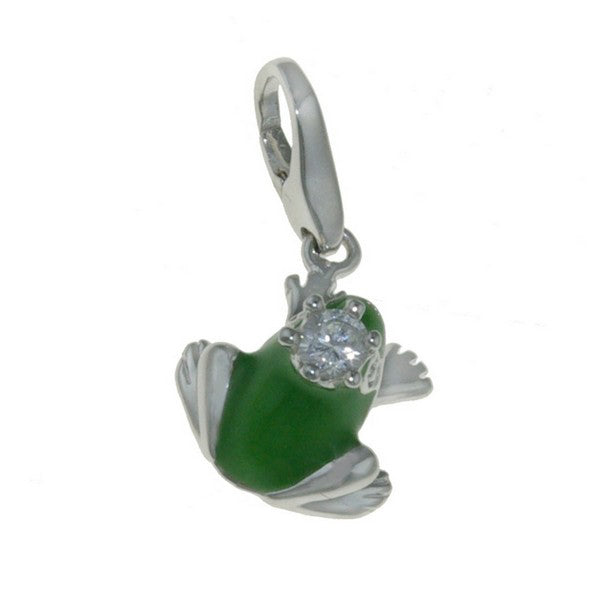 Rebecca Sloane Sterling Silver Green Frog With Cz Charm