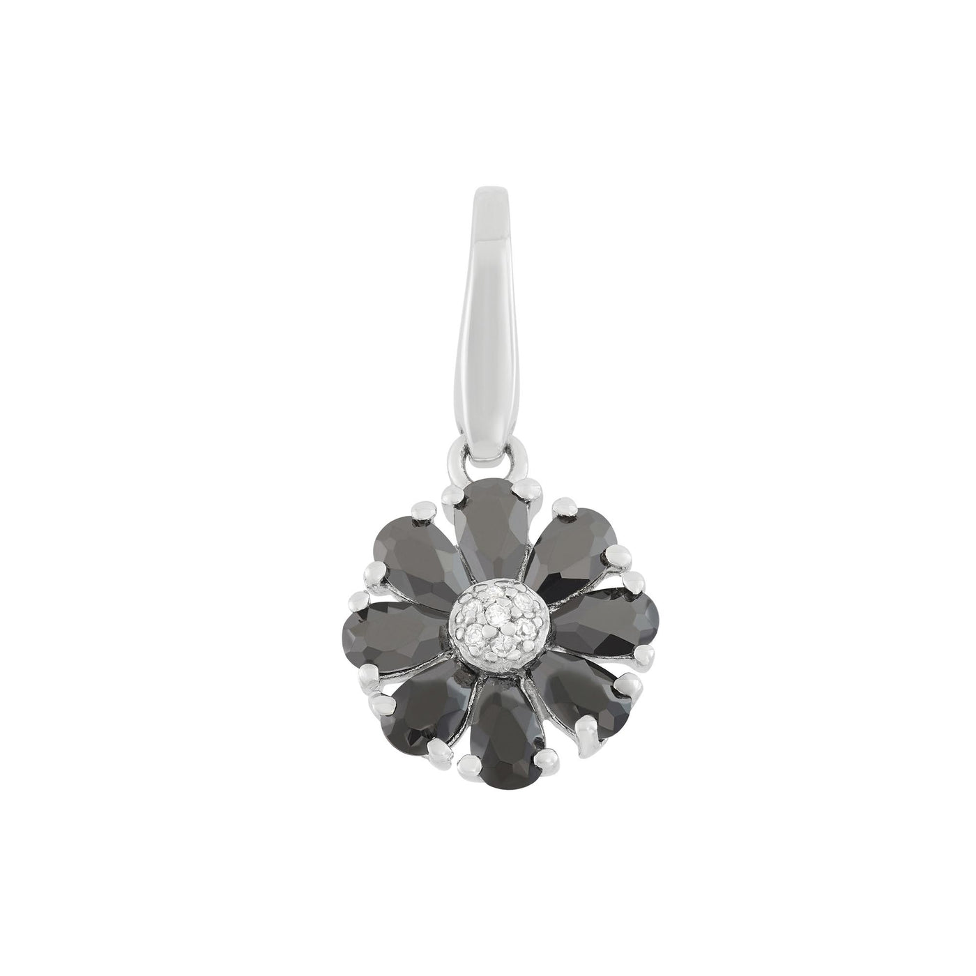 Rebecca Sloane Sterling Silver Grey Flower With CZ Center Charm