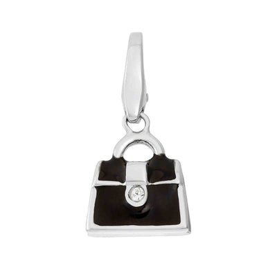 Rebecca Sloane Sterling Silver Handbag With Black Enamel Charm