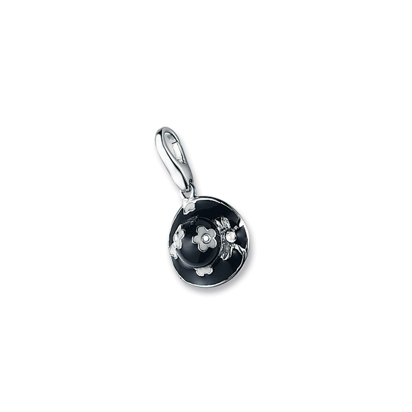Rebecca Sloane Sterling Silver Hat With Black And White CZ Charm