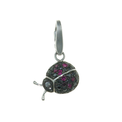 Rebecca Sloane Sterling Silver LadyBug With Red & Black CZ Charm