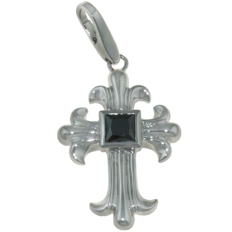 Rebecca Sloane Sterling Silver Large Cross With Black Cz Charm