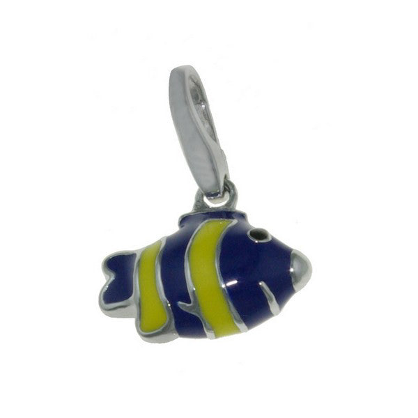 Rebecca Sloane Sterling Silver Navy And Yellow Fish Charm