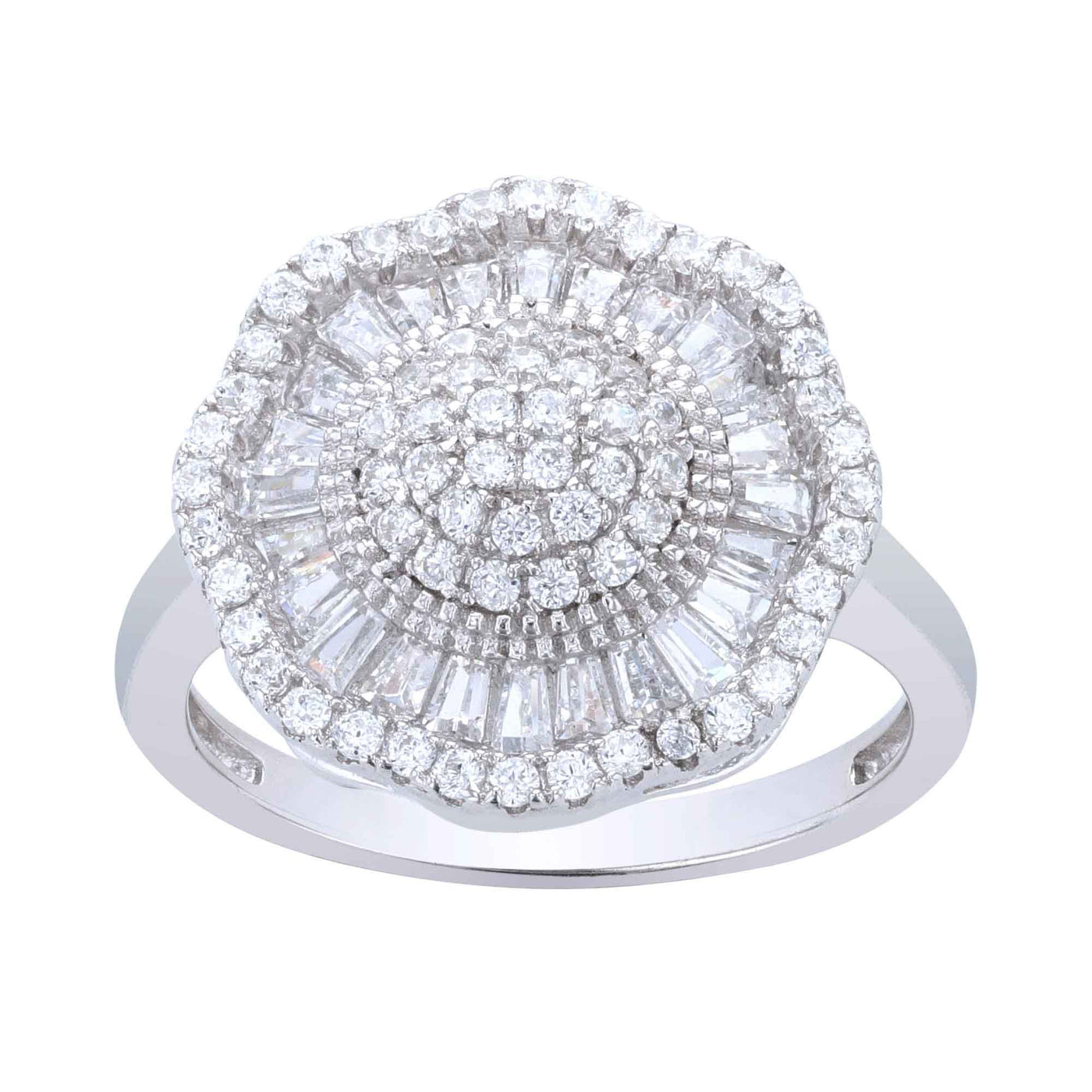 Rebecca Sloane Rhodium Plated Silver Ring with Octogonal CZ