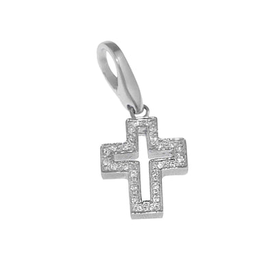 Rebecca Sloane Sterling Silver Cross With White Cz Charm