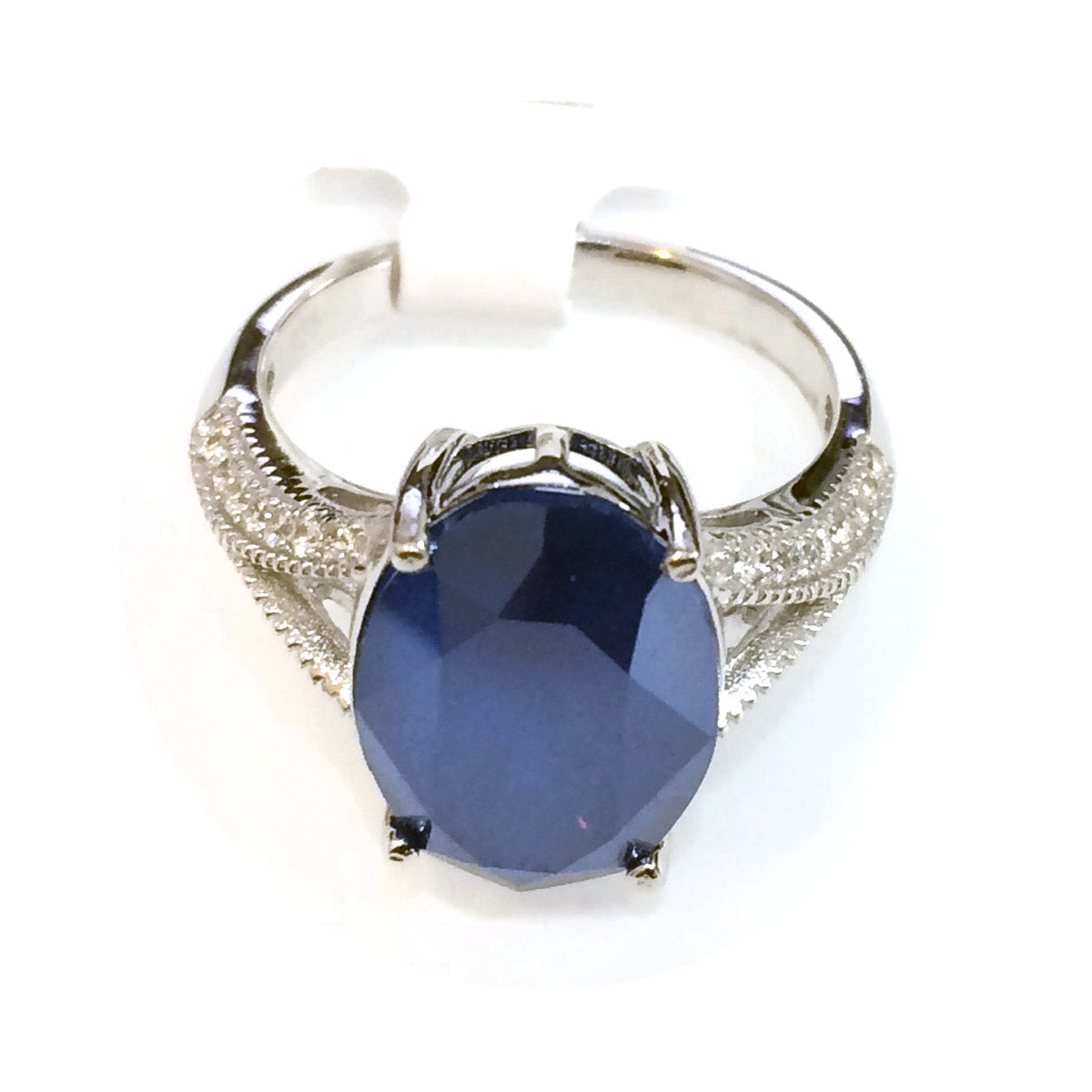 Rebecca Sloane Silver Oval Cut Royal Blue Crystal Ring