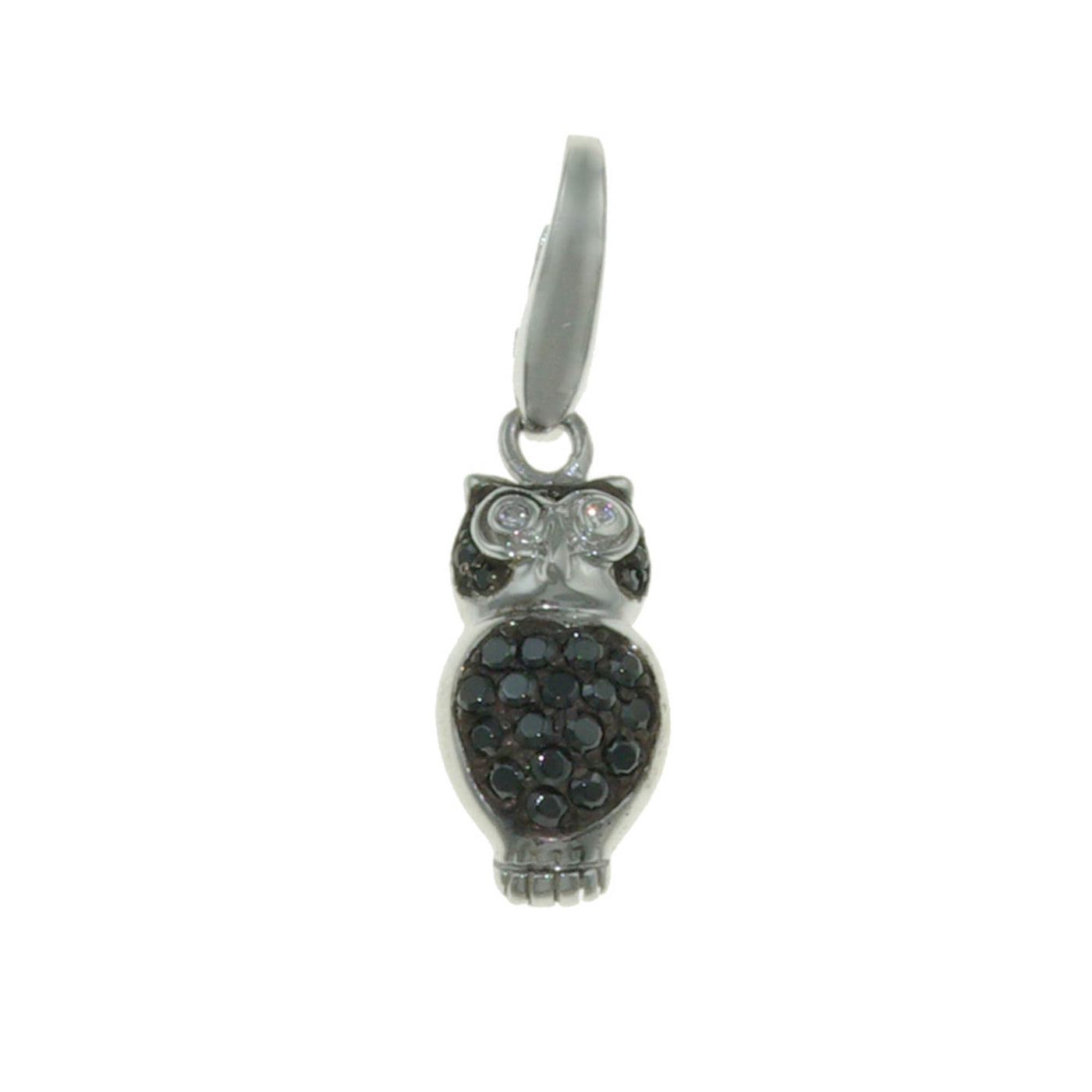 Rebecca Sloane Sterling Silver Owl With Black Cz Charm