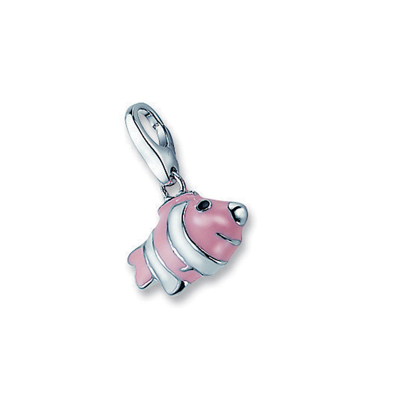 Rebecca Sloane Sterling Silver Pink And White Fish Charm