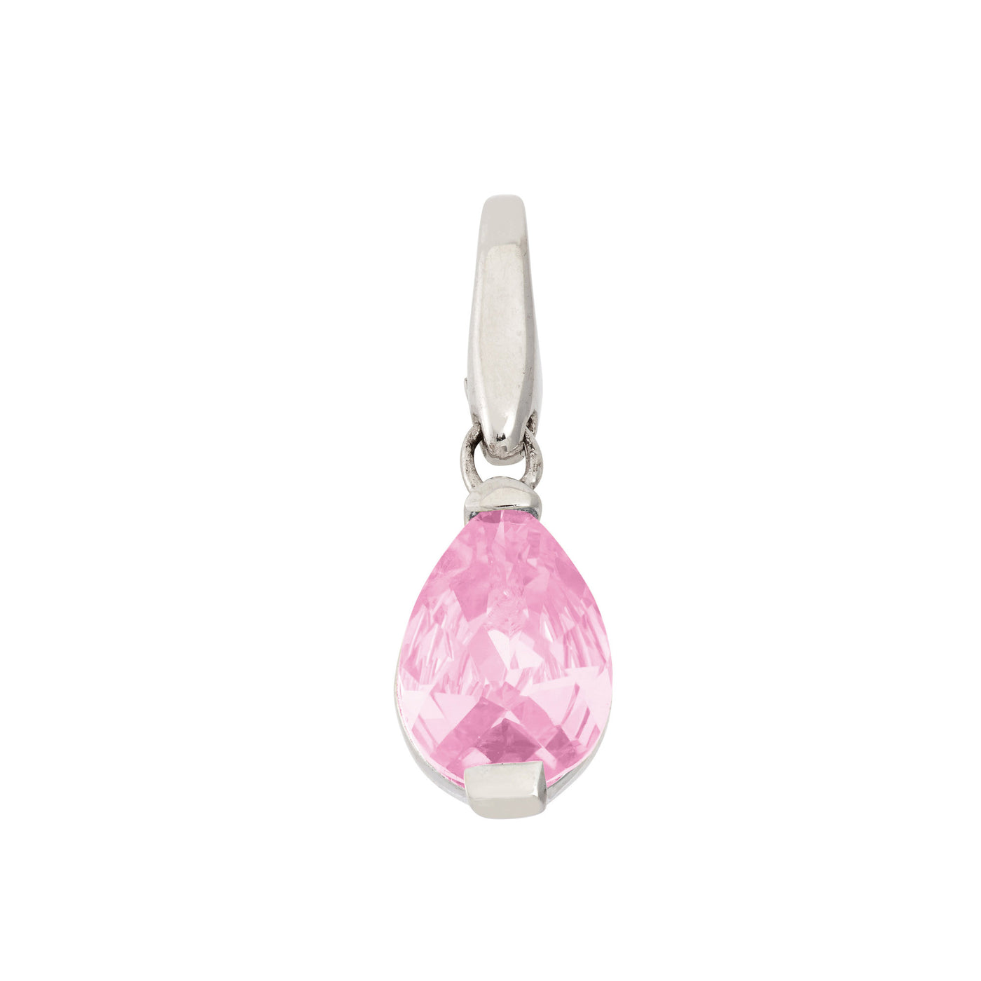 Rebecca Sloane Sterling Silver Pink Pear Shape Cz Charm