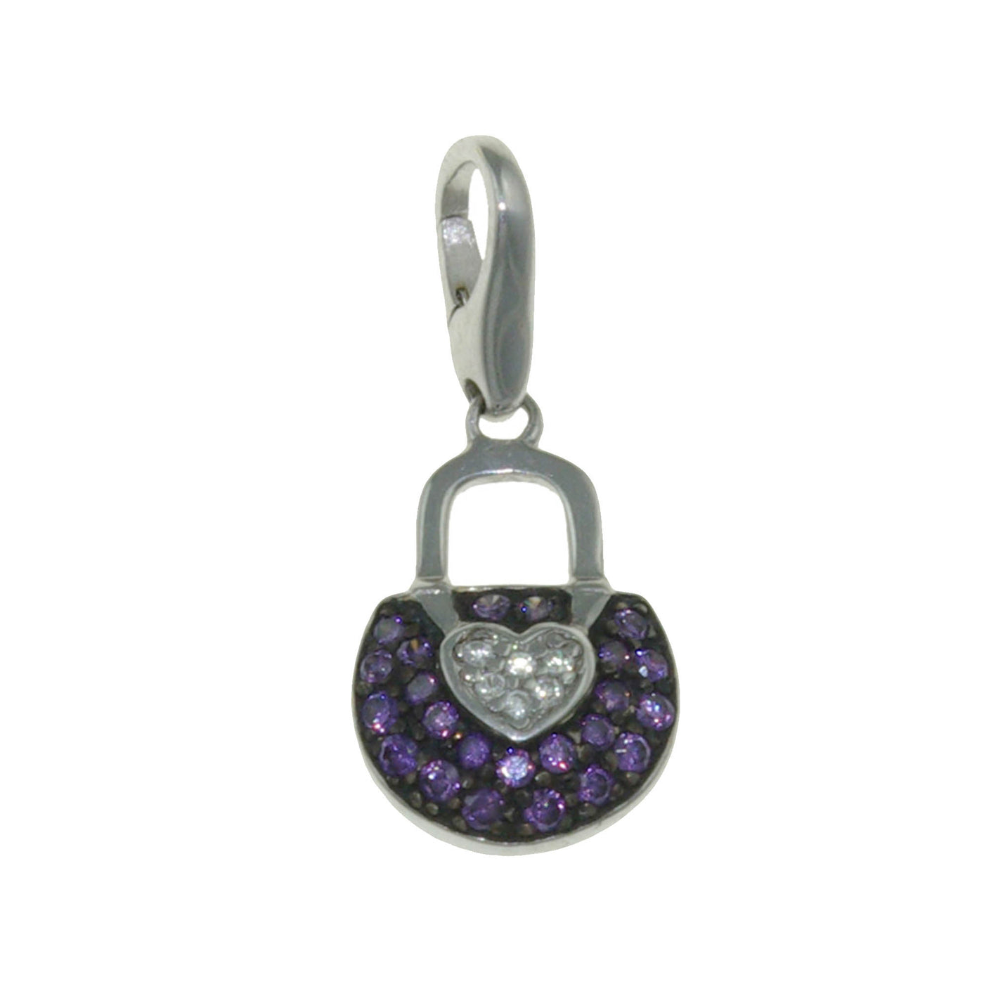 Rebecca Sloane Sterling Silver Lilac Pocketbook With CZ Charm