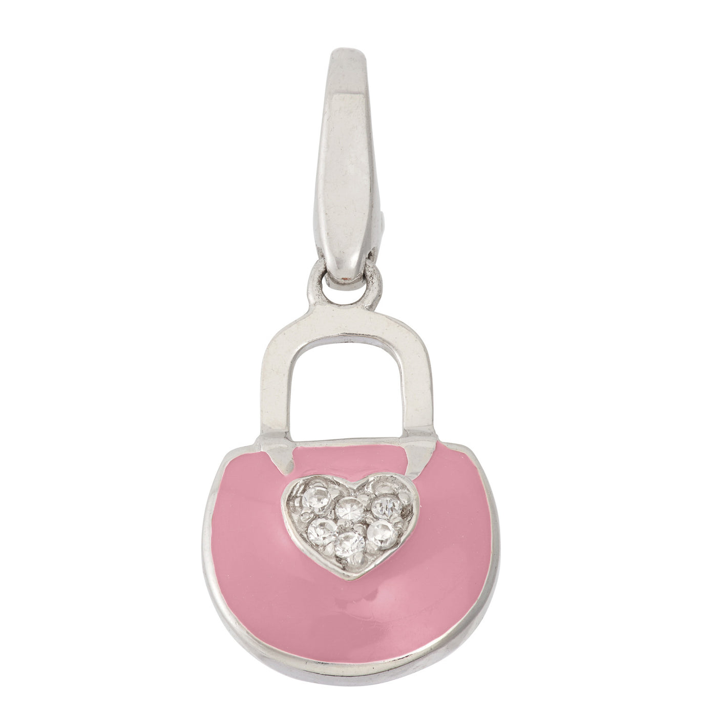 Rebecca Sloane Sterling Silver Pink Pocketbook With CZ Charm