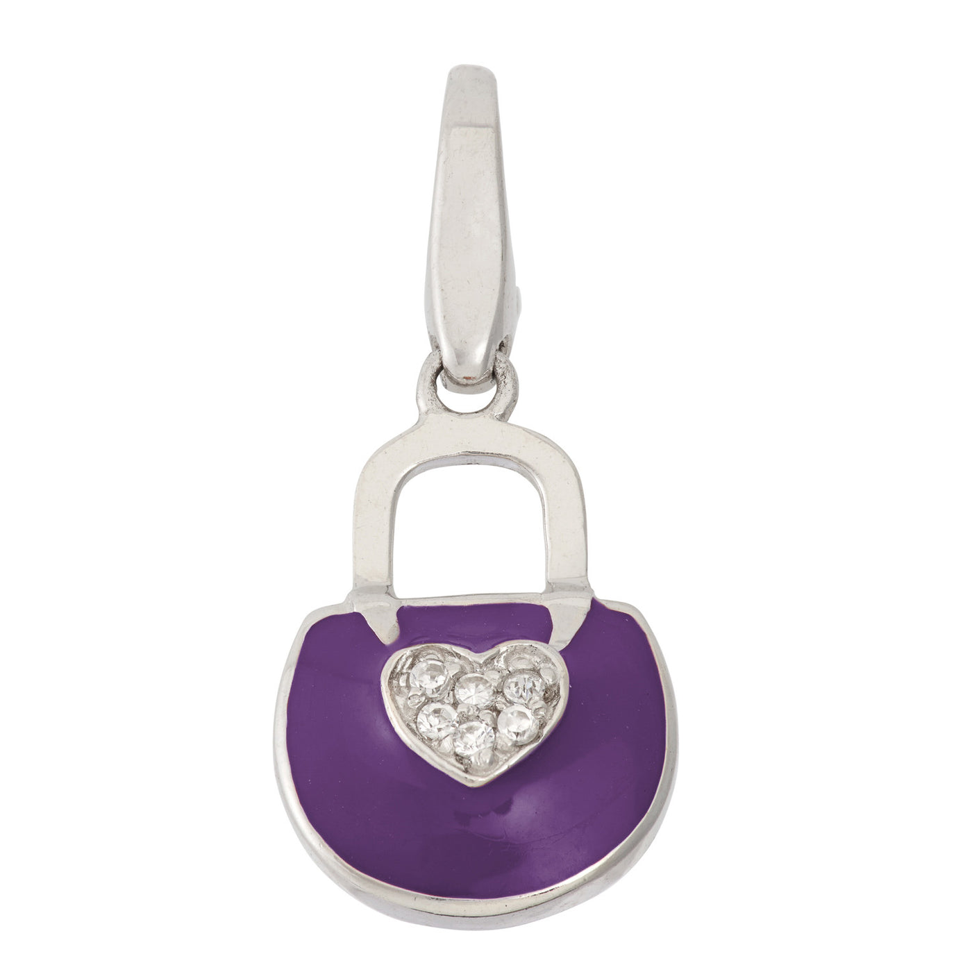Rebecca Sloane Sterling Silver Purple Pocketbook With CZ Charm