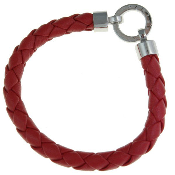 Rebecca Sloane Silver Red Braid Leather Charm Carrier Bracelet