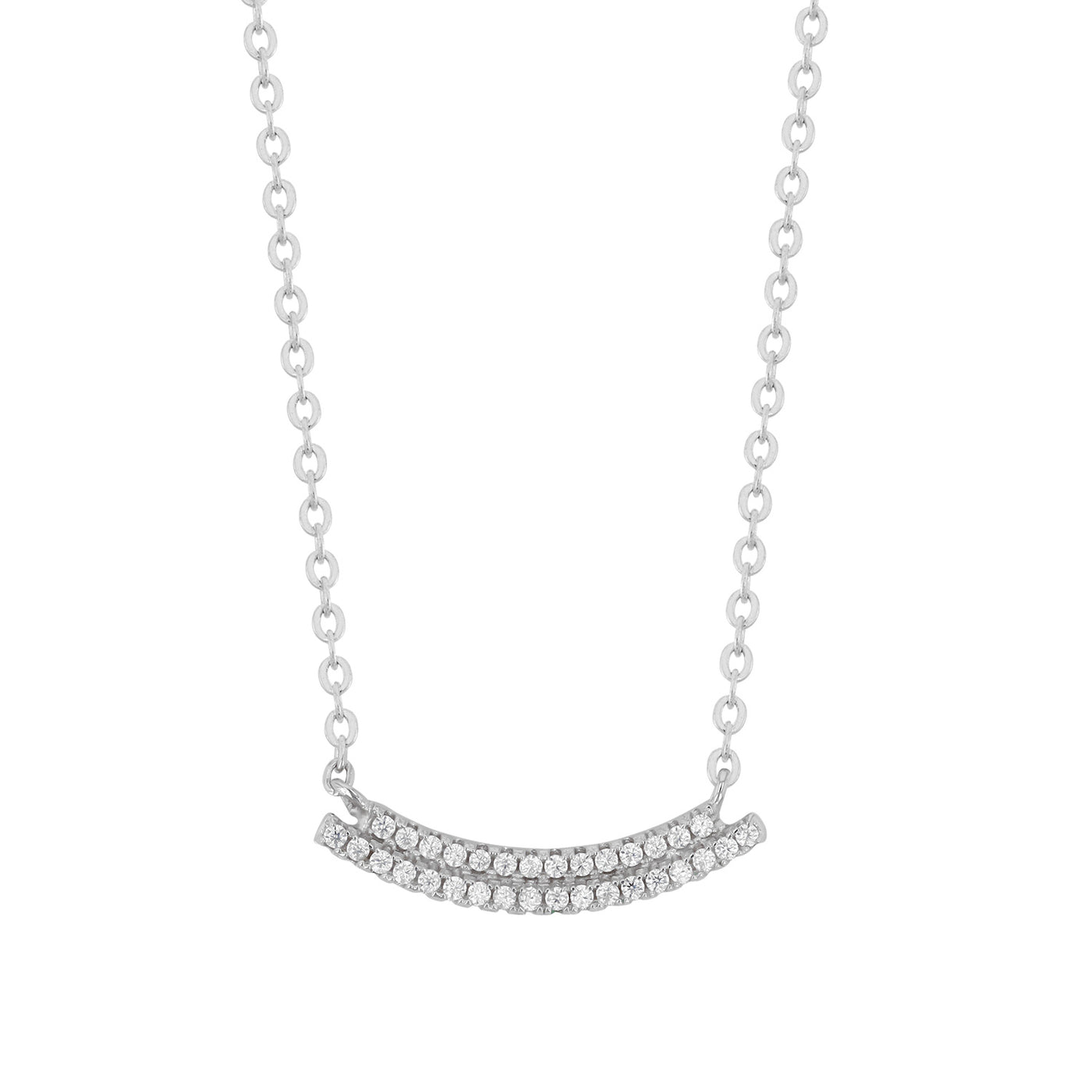 Rebecca Sloane Sterling Silver Curved Cz Bar Necklace