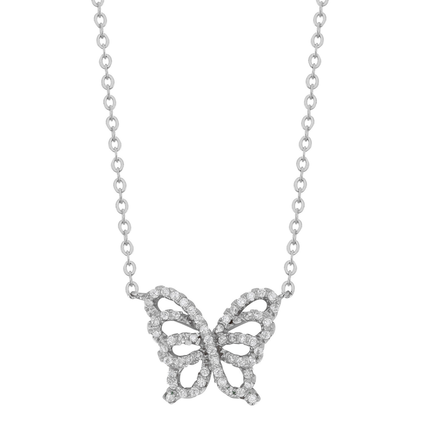 Rebecca Sloane Sterling Silver Cz Butterfly Pendant Necklace