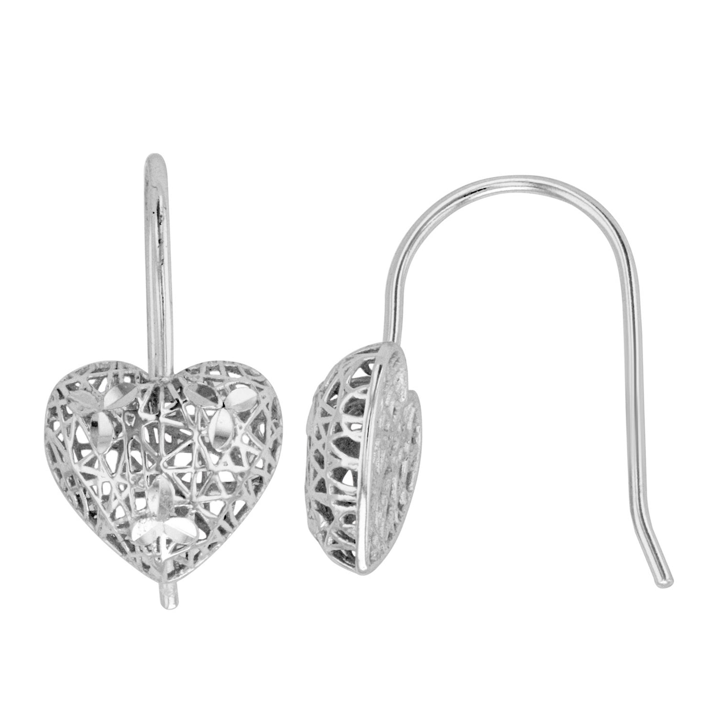 Rebecca Sloane Silver Diamond Cut 3D 10mm Heart Drop Earring