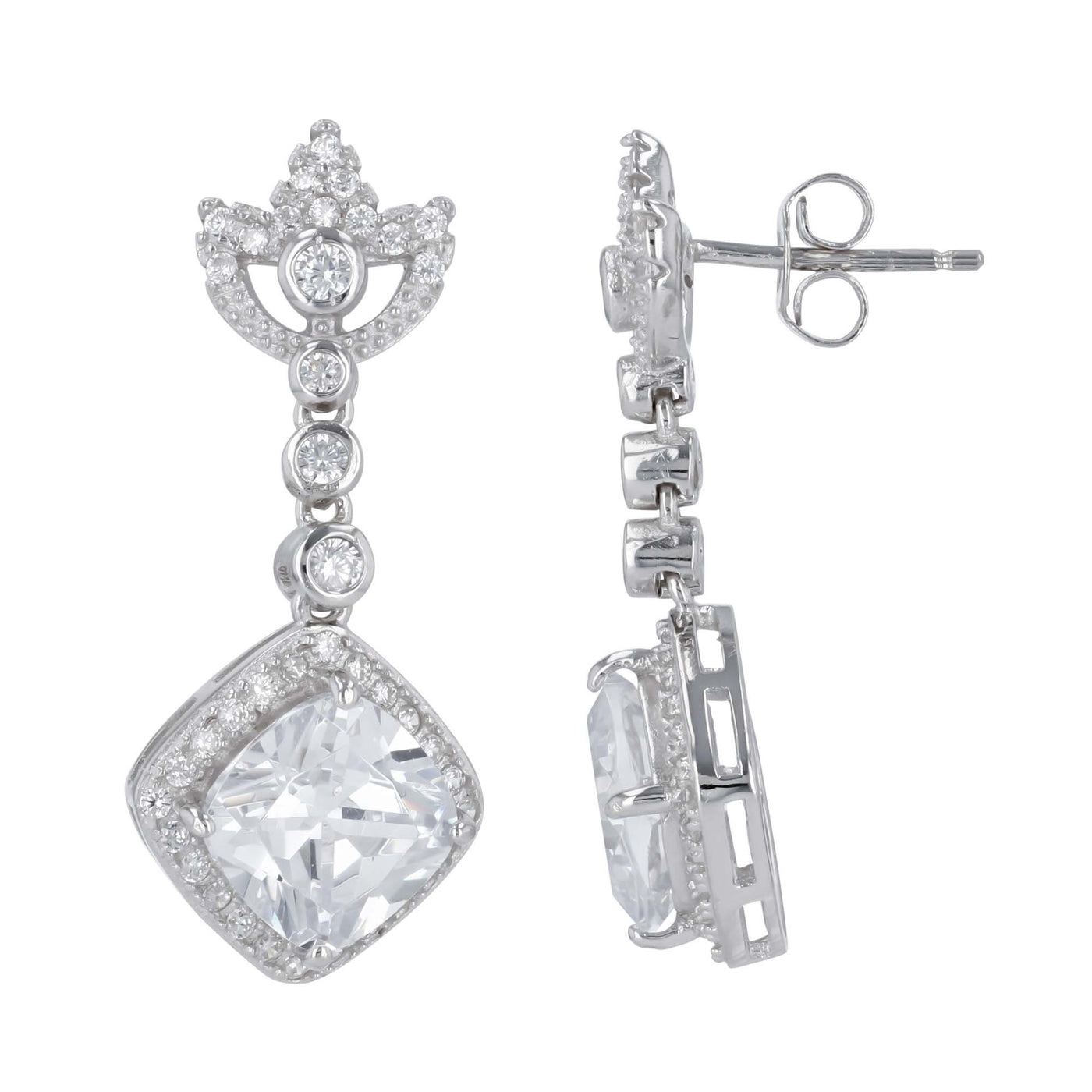 Rebecca Sloane Sterling Silver Diamond Shape Dangle Earrings