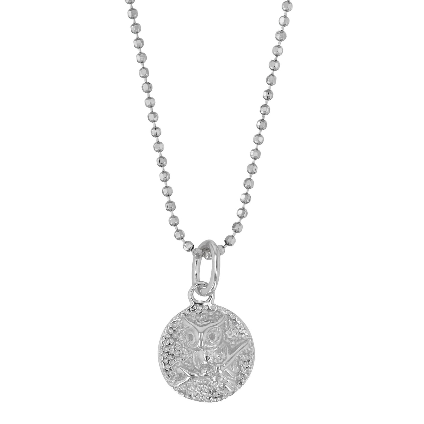 Rebecca Sloane Sterling Silver Disc With Owl Pendant Necklace