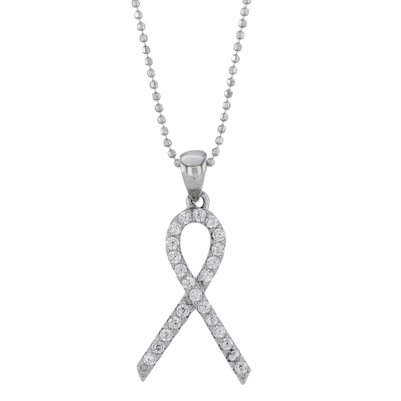 Rebecca Sloane Sterling Silver Large Ribbon Cz Pendant Necklace
