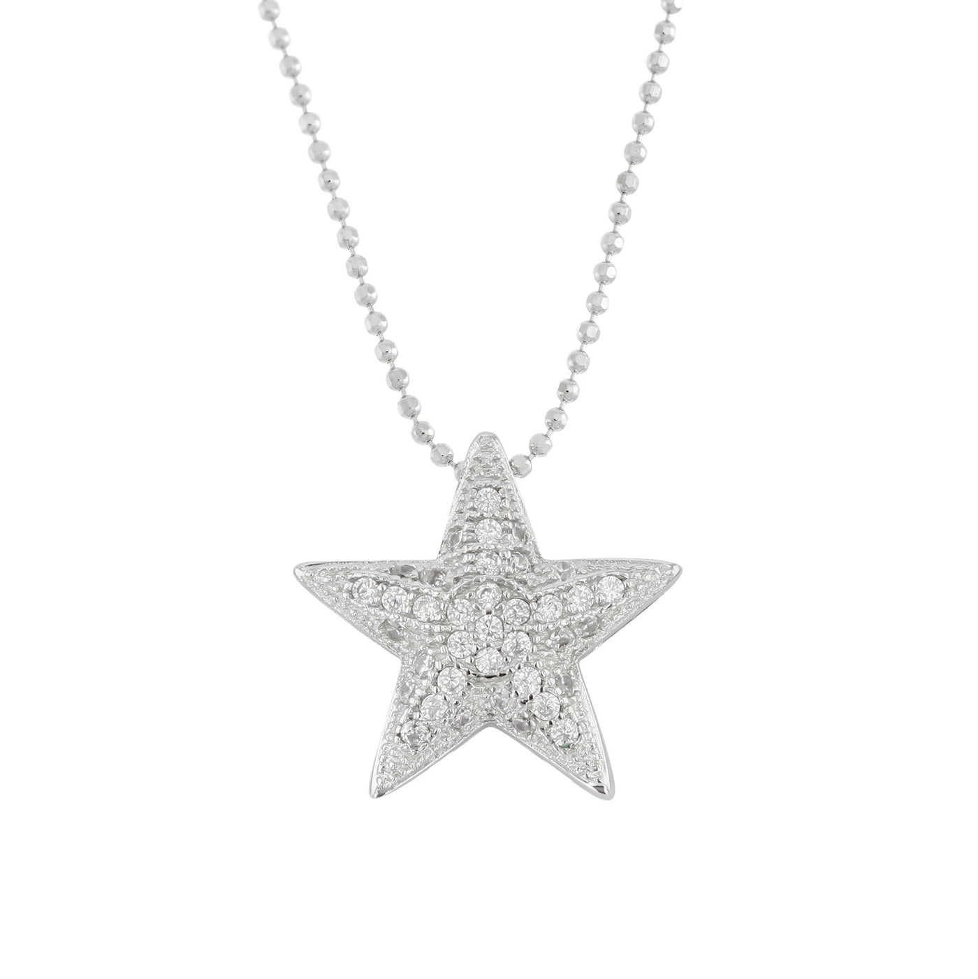 Rebecca Sloane Silver Puffed Star With CZ Pendant