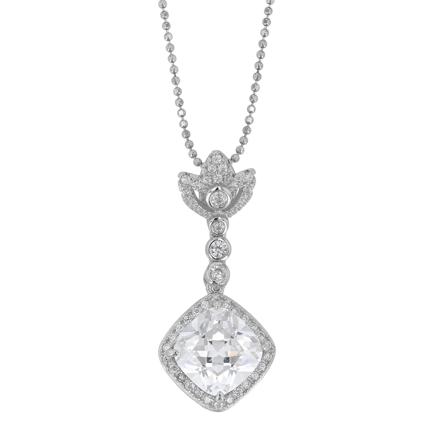 Rebecca Sloane Silver Soft Diamond Shape And White CZ Pendant