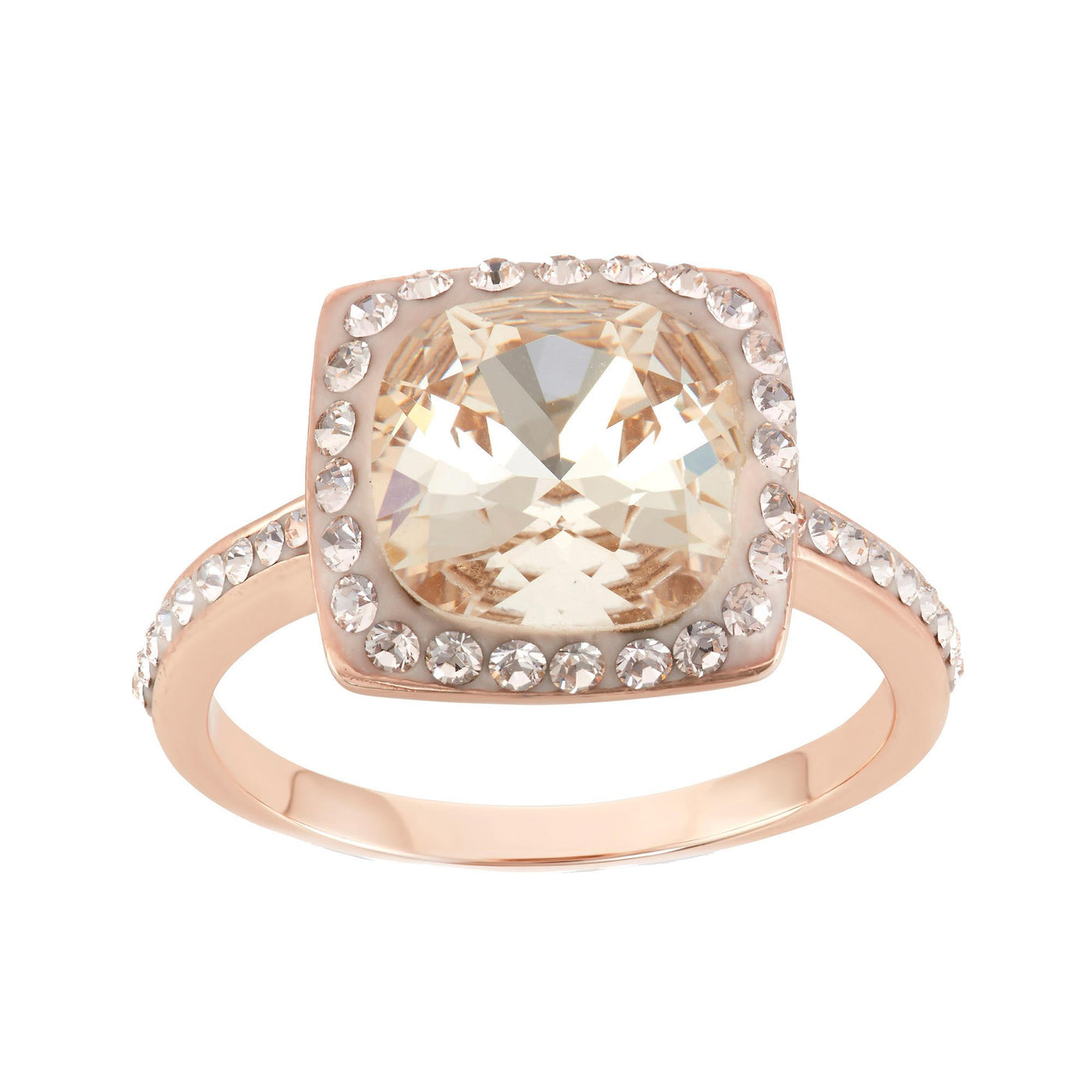 Rebecca Sloane Rose Gold Plate Silver Ring With Silk Crystal