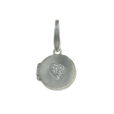 Rebecca Sloane Sterling Silver Round Locket With Cz Heart Charm