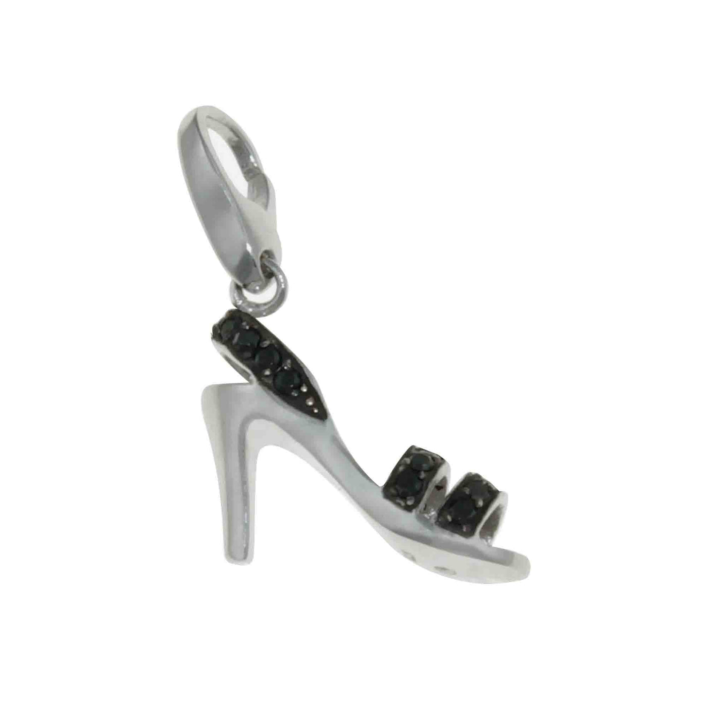 Rebecca Sloane Sterling Silver Shoe With Black Stones Charm