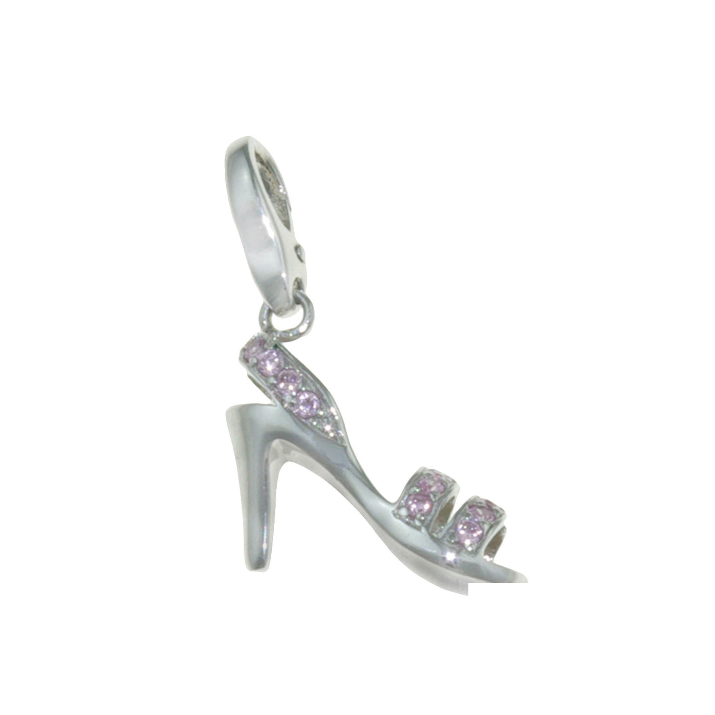 Rebecca Sloane Sterling Silver Shoe With Pink Cz Charm