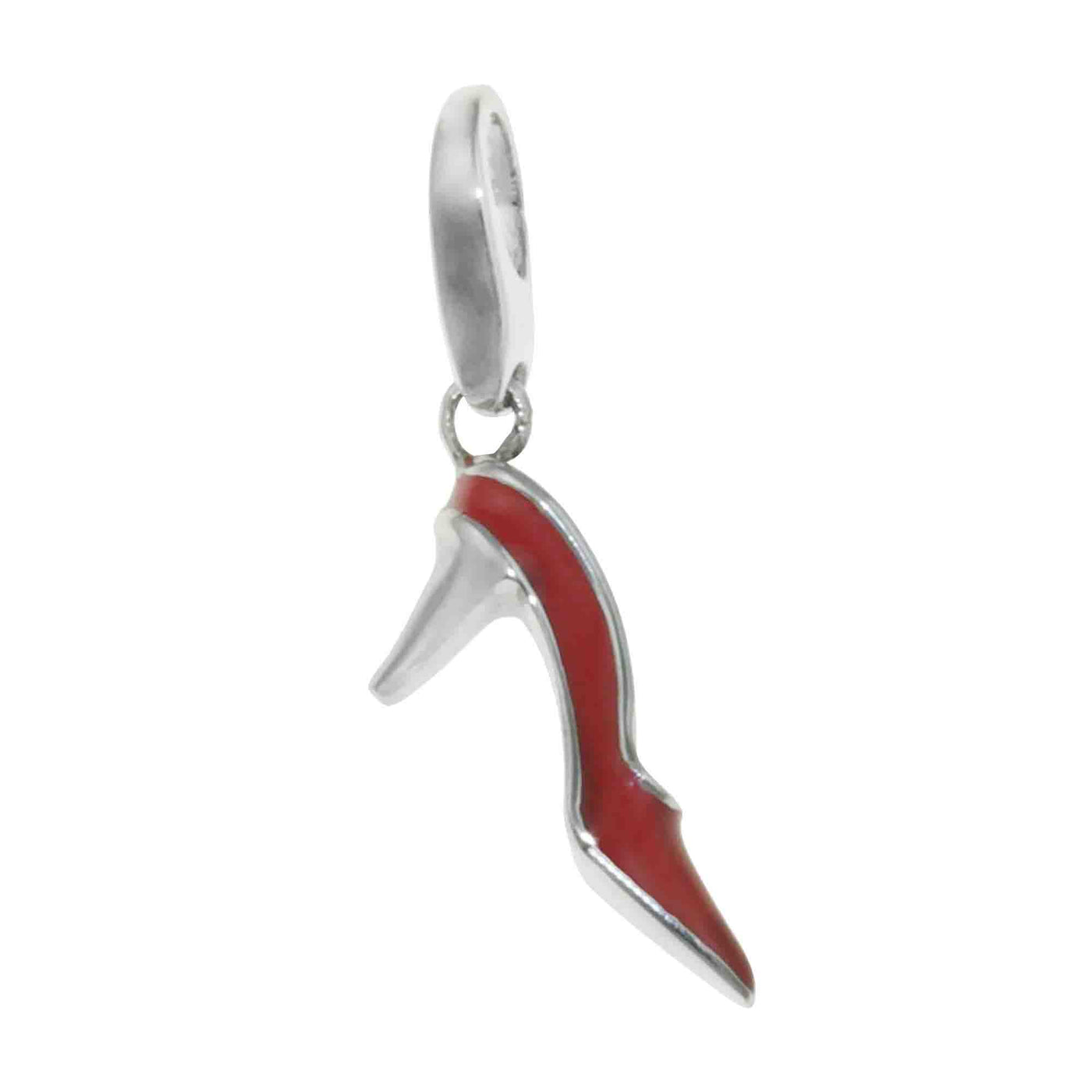 Rebecca Sloane Sterling Silver Shoe With Red Enamel Charm