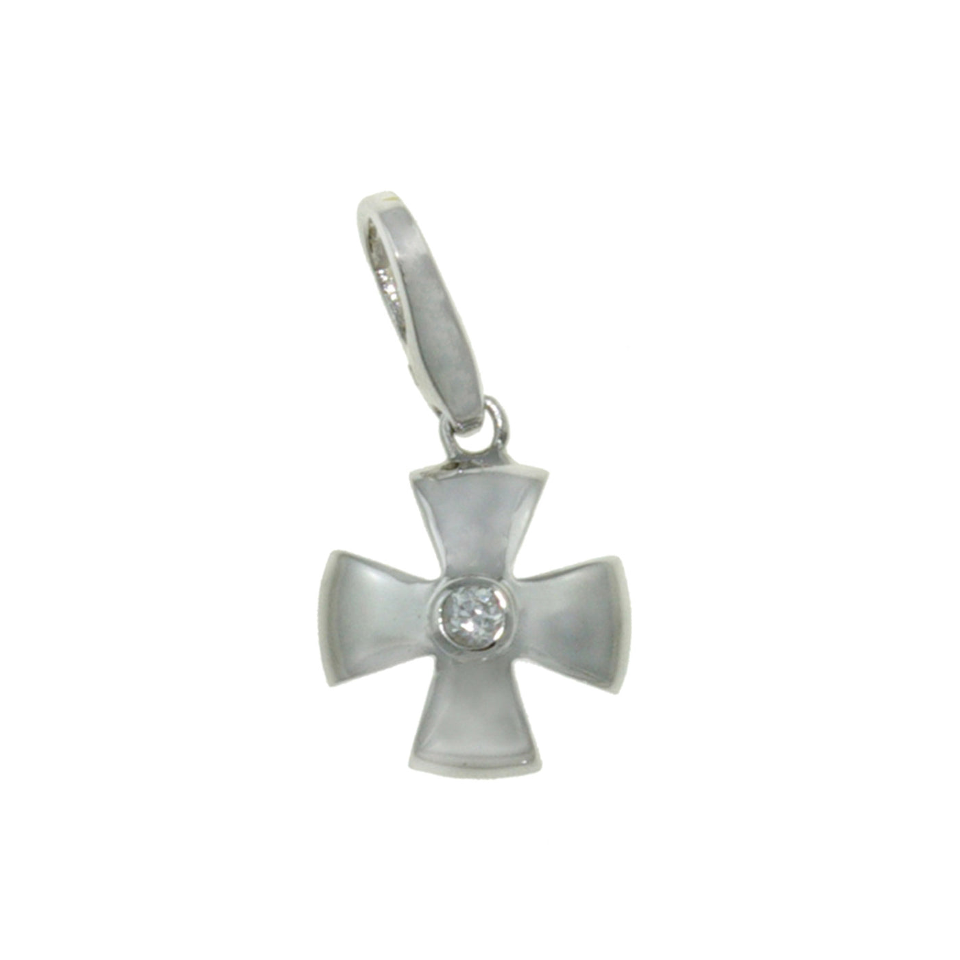 Rebecca Sloane Sterling Silver Short Cross With White Cz Charm