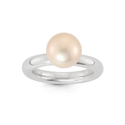 Rebecca Sloane Silver Spinning Ring With Champagne Shell Pearl