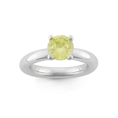 Rebecca Sloane Silver Ring With Faceted Green Round CZ Center