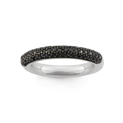 Rebecca Sloane Sterling Silver Spinning Ring With Pave Black CZ