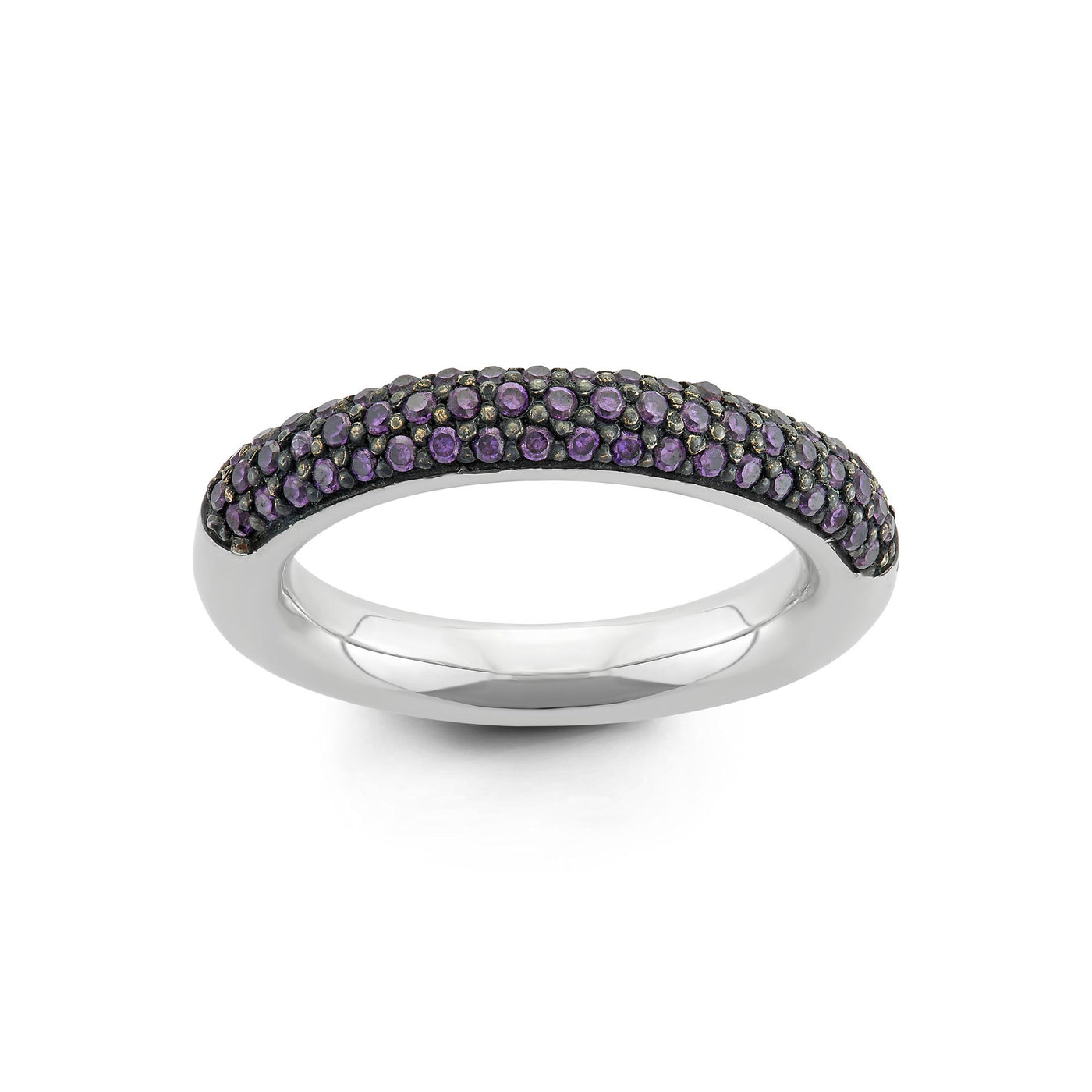Rebecca Sloane Sterling Silver Spinning Ring With Pave Purple CZ