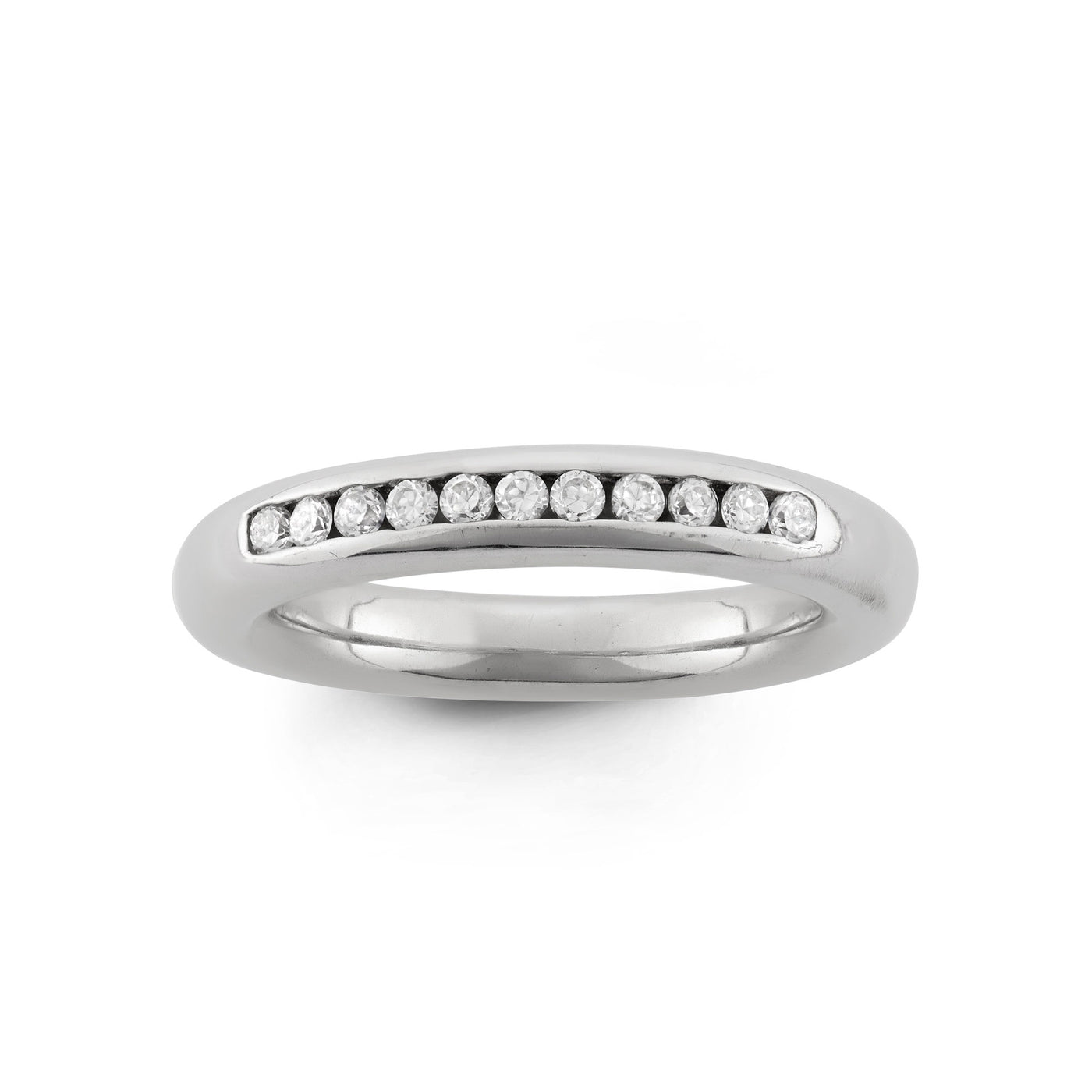 Rebecca Sloane Silver Spinning Ring With Row Of White Set CZ