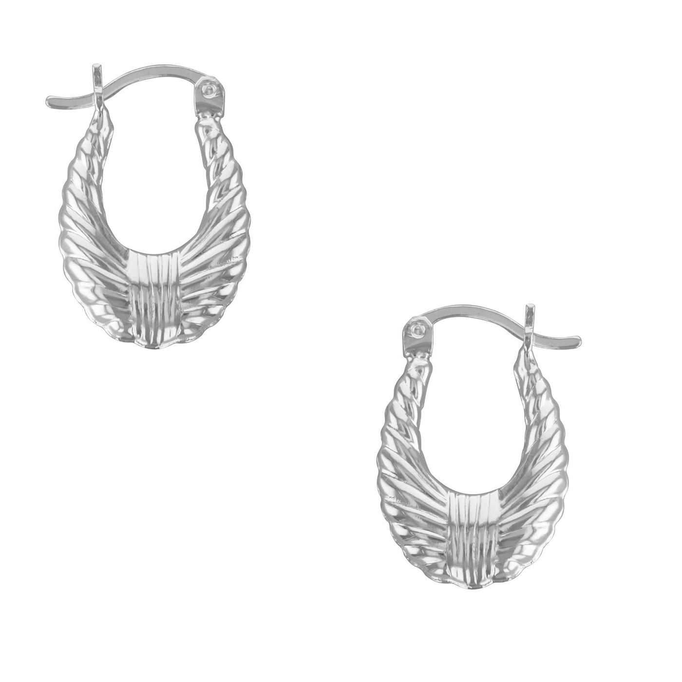 Sterling Silver Tapered Scalloped B2B Hoop Earring