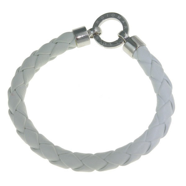 Rebecca Sloane Silver White Braid Leather Charm Carrier Bracelet