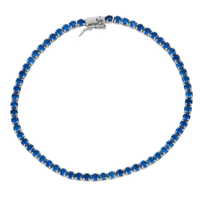 Rebecca Sloane Silver With Blue Spinel Gemstone Tennis Bracelet