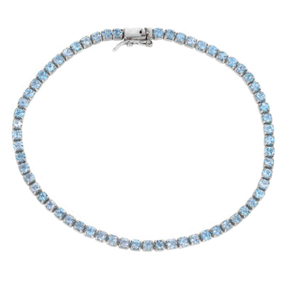 Rebecca Sloane Silver With Blue Topaz Gemstone Tennis Bracelet