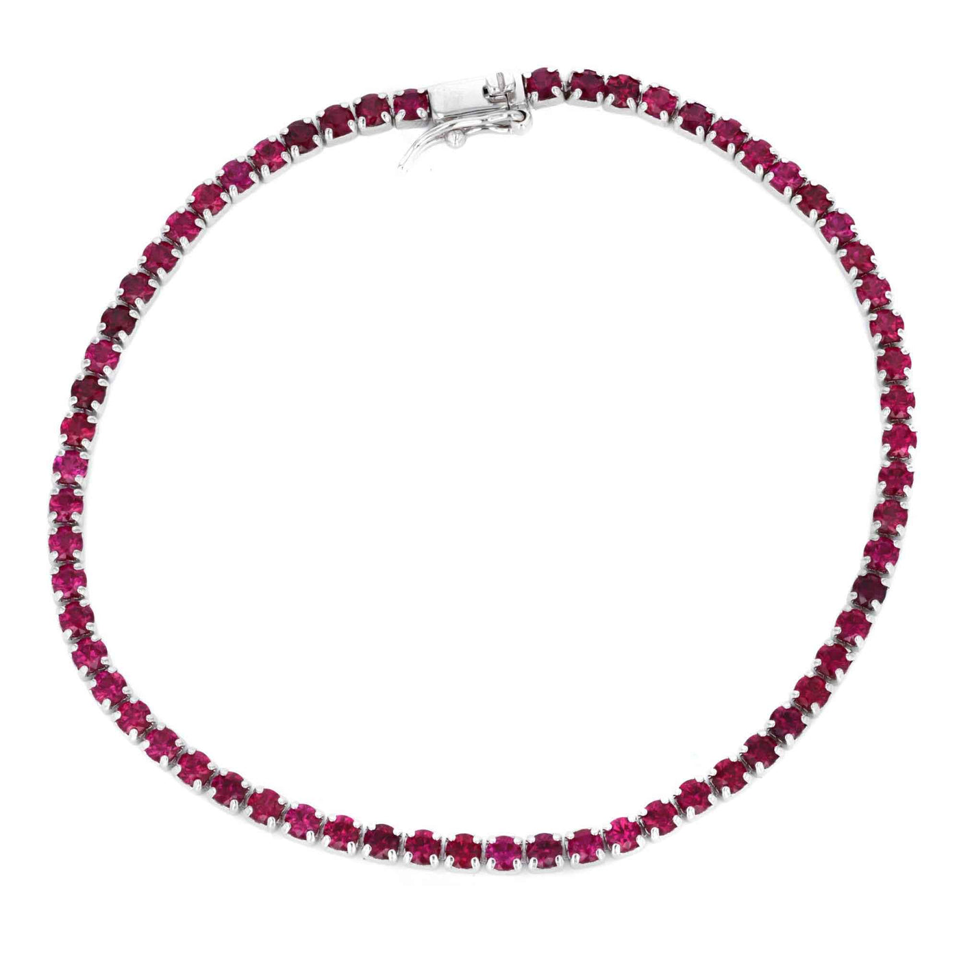 Rebecca Sloane Silver Pink Sapphire Gemstone Tennis Bracelet