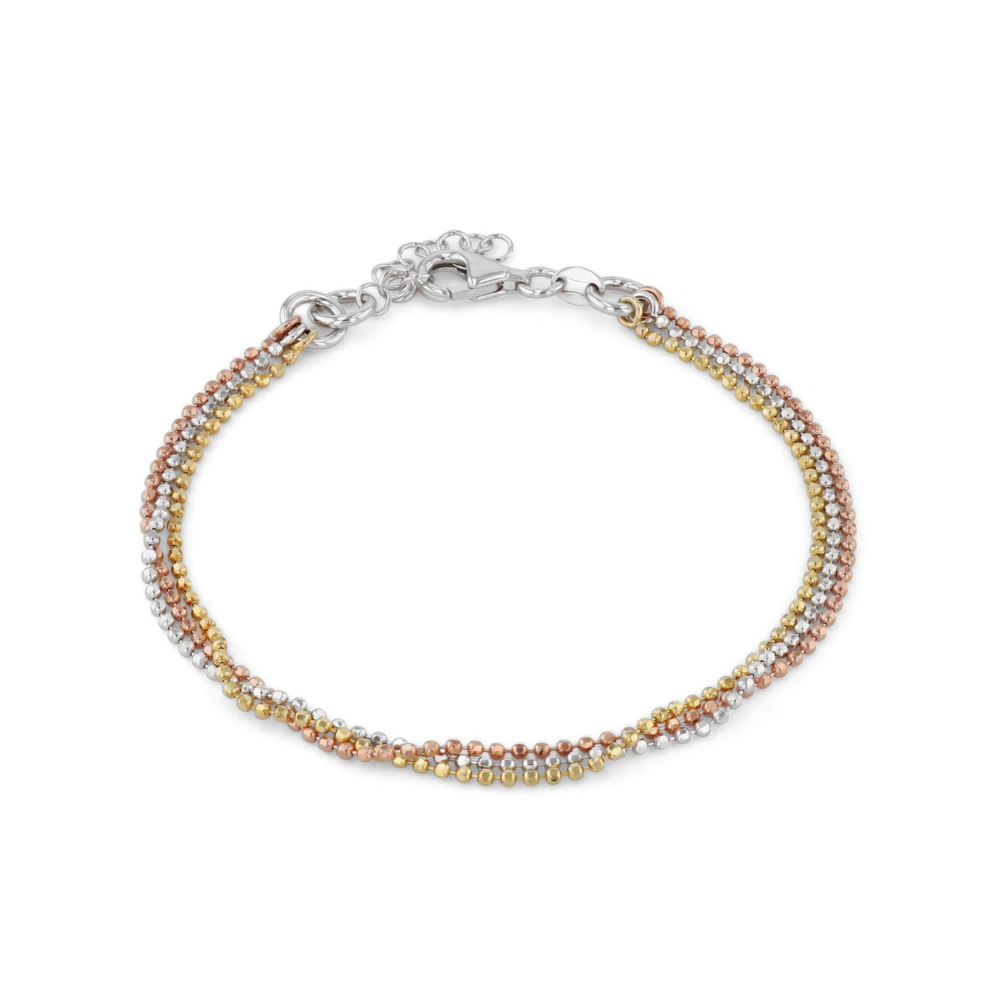 Rebecca Sloane Tri-Color Gold Plated Silver Beads Bracelet
